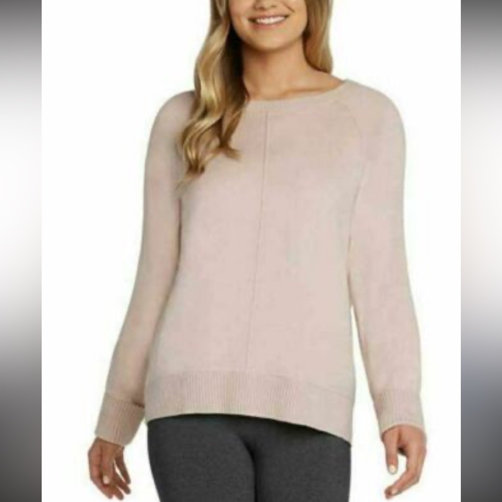 Max & Mia Light Pink Butter Soft Seam Front Pullover Sweater Everyday Classic